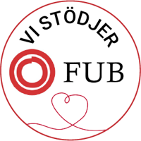 Vi stödjer FUB rund vit mindre