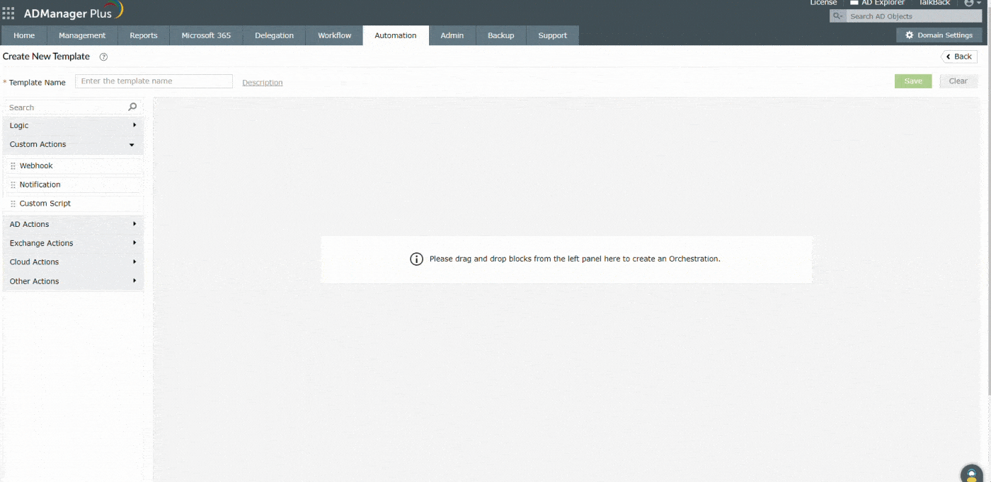 orkestrering i ADManager Plus.