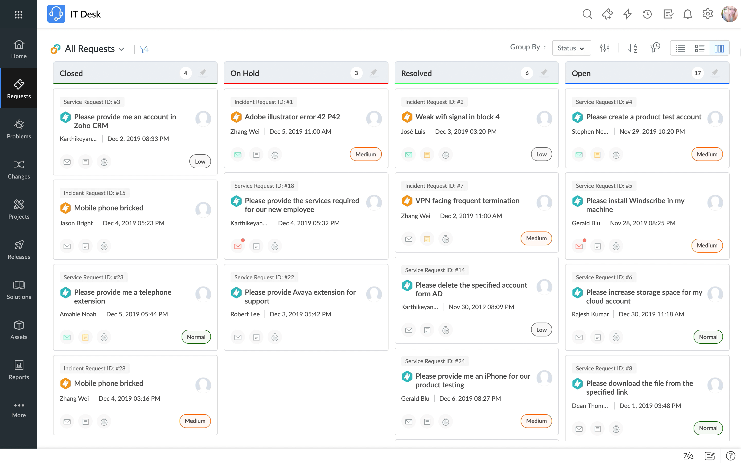 Kanban-baserad ärendehantering.
